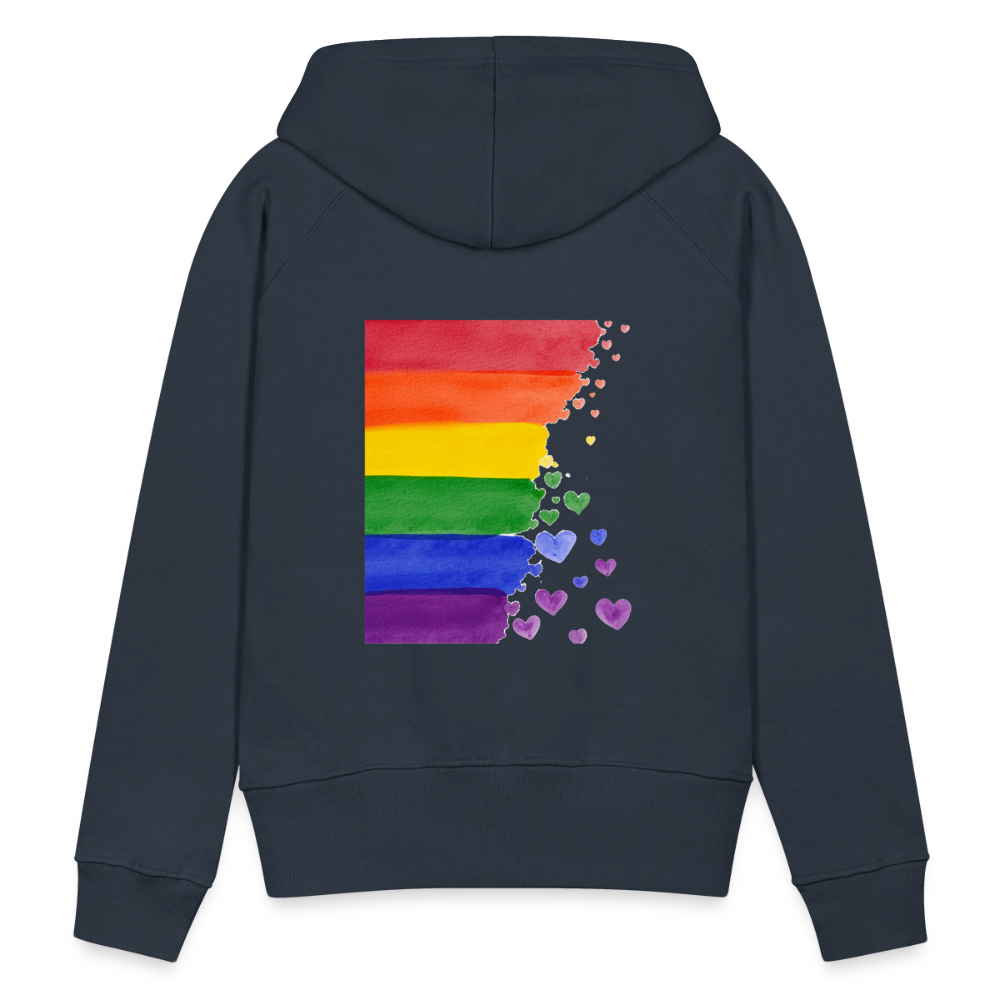 Frauen Premium Hoodie - LGBT Streifen - Navy