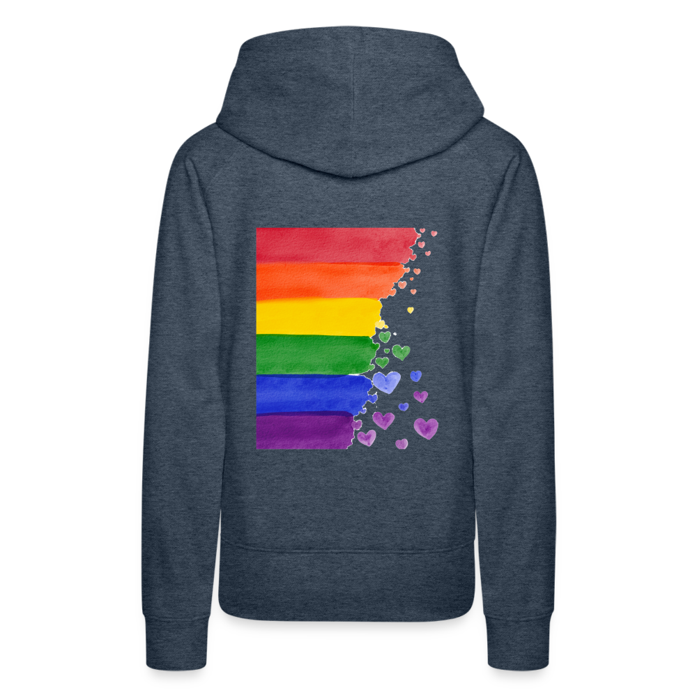 Frauen Premium Hoodie - LGBT Streifen - Jeansblau