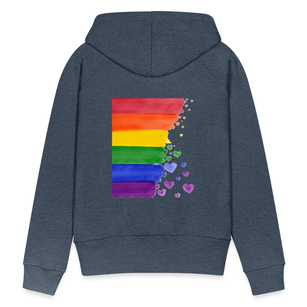 Frauen Premium Hoodie - LGBT Streifen - Jeansblau