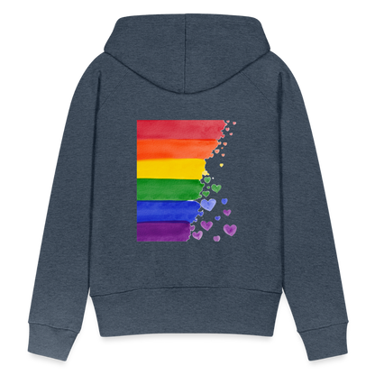 Frauen Premium Hoodie - LGBT Streifen - Jeansblau