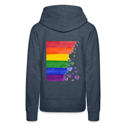 Frauen Premium Hoodie - LGBT Streifen - Jeansblau