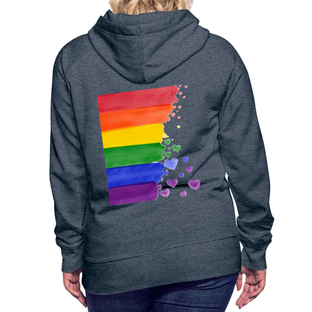 Frauen Premium Hoodie - LGBT Streifen - Jeansblau