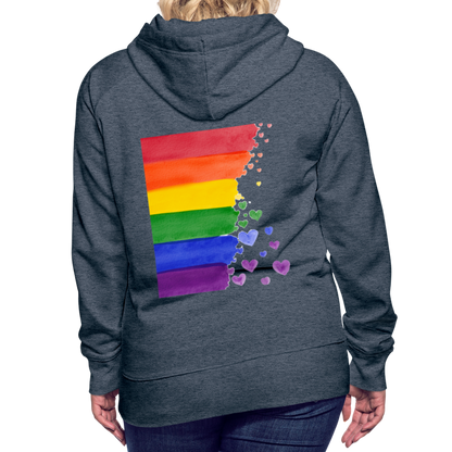 Frauen Premium Hoodie - LGBT Streifen - Jeansblau