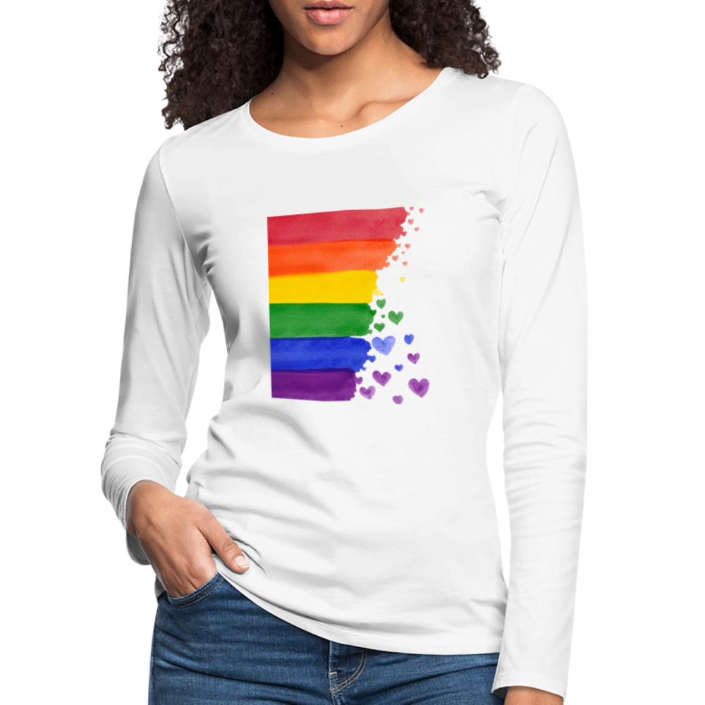 Frauen Premium Langarmshirt - LGBT Streifen - weiß