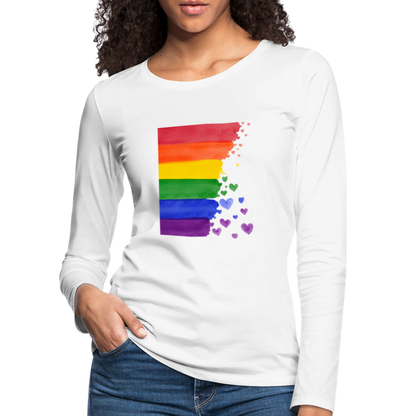 Frauen Premium Langarmshirt - LGBT Streifen - weiß