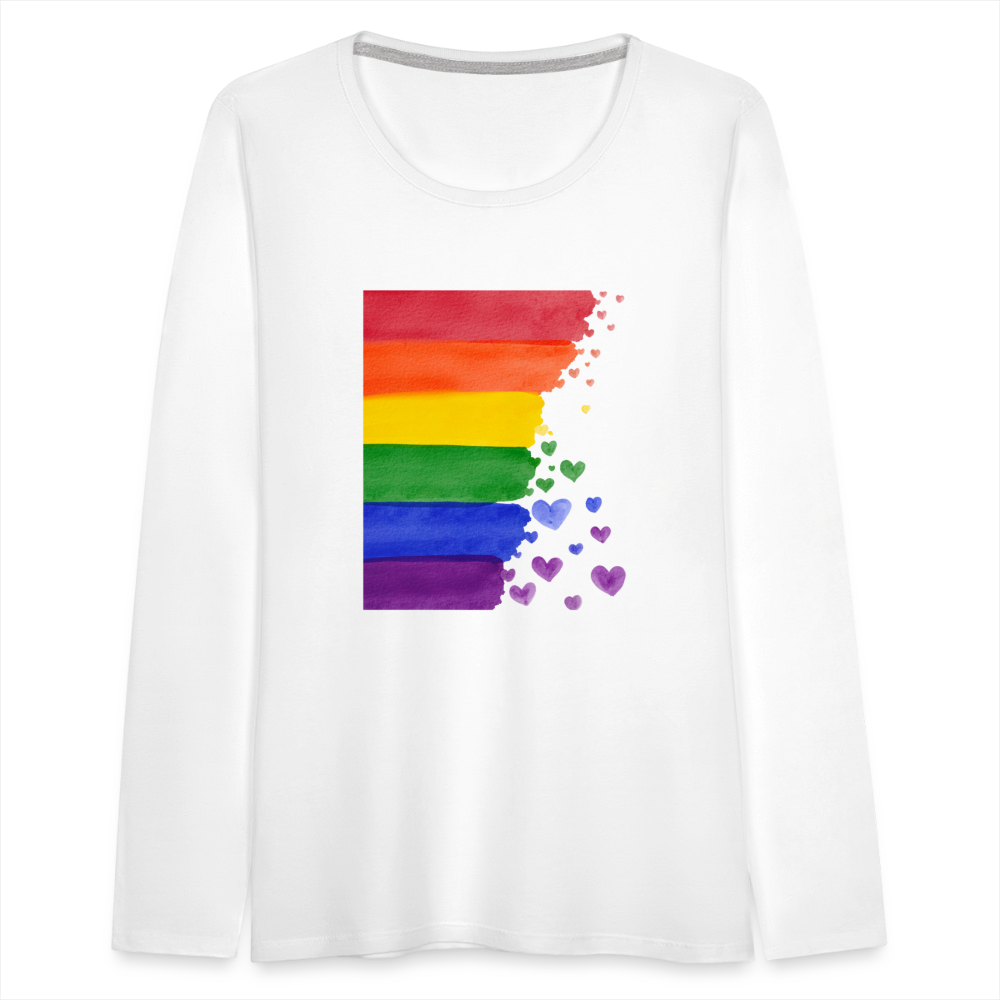 Frauen Premium Langarmshirt - LGBT Streifen - weiß