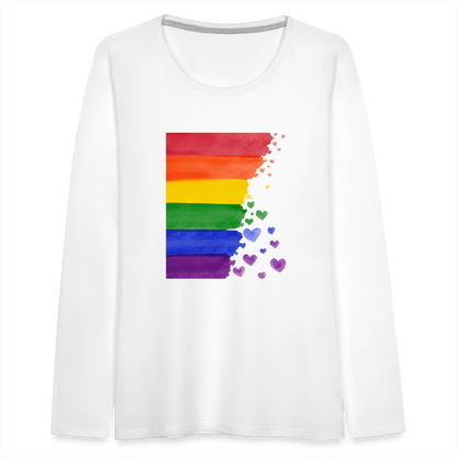 Frauen Premium Langarmshirt - LGBT Streifen - weiß