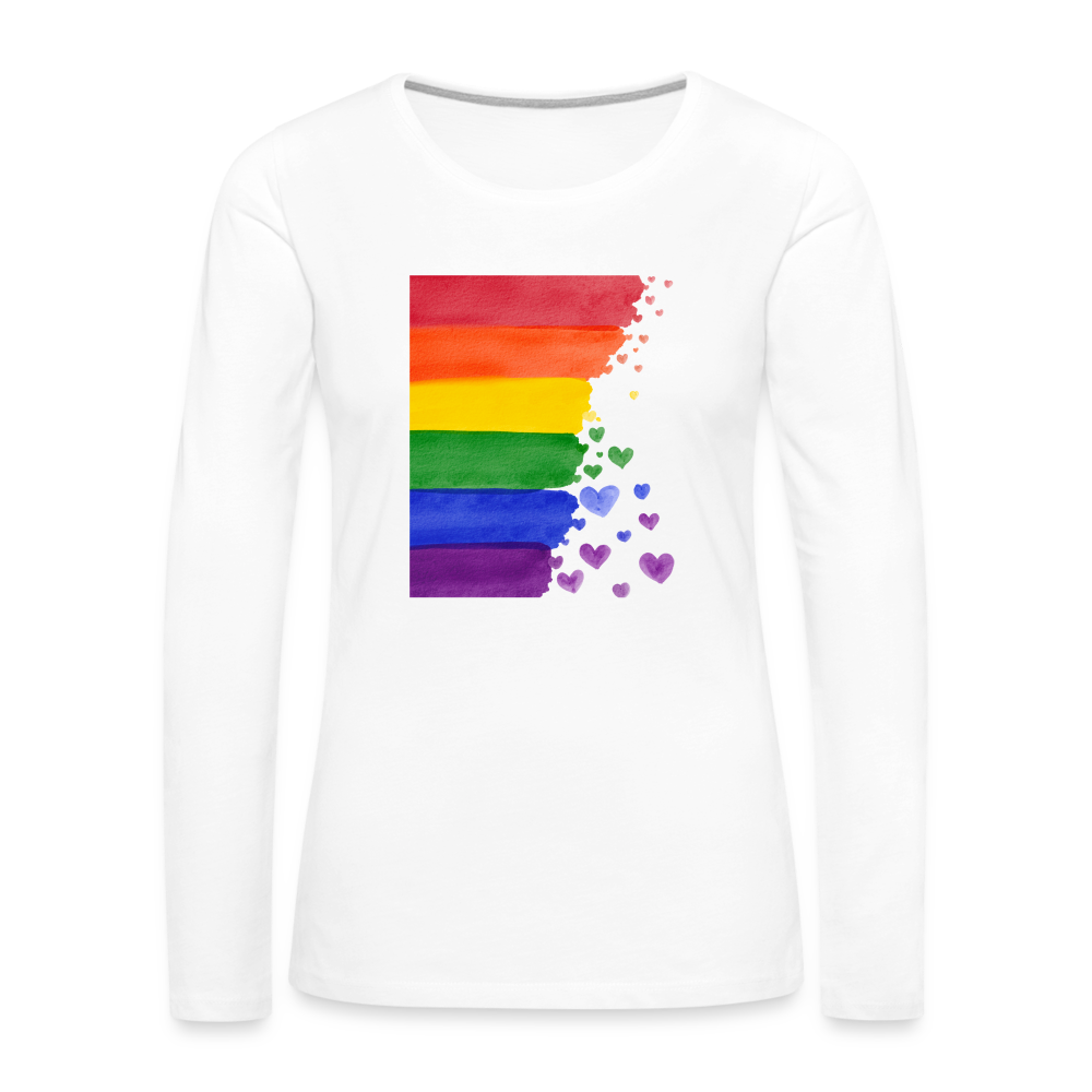 Frauen Premium Langarmshirt - LGBT Streifen - weiß