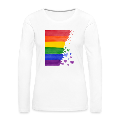 Frauen Premium Langarmshirt - LGBT Streifen - weiß