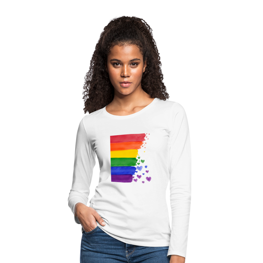 Frauen Premium Langarmshirt - LGBT Streifen - weiß