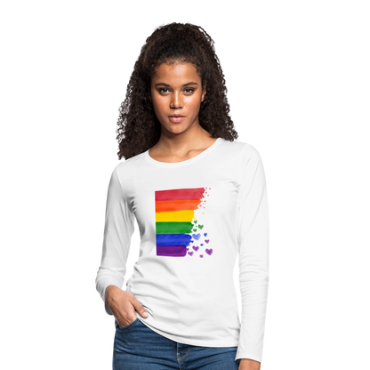 Frauen Premium Langarmshirt - LGBT Streifen - weiß