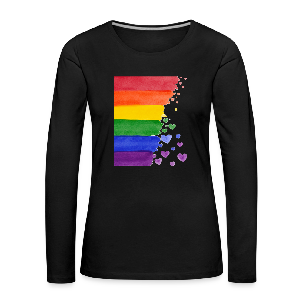 Frauen Premium Langarmshirt - LGBT Streifen - Schwarz