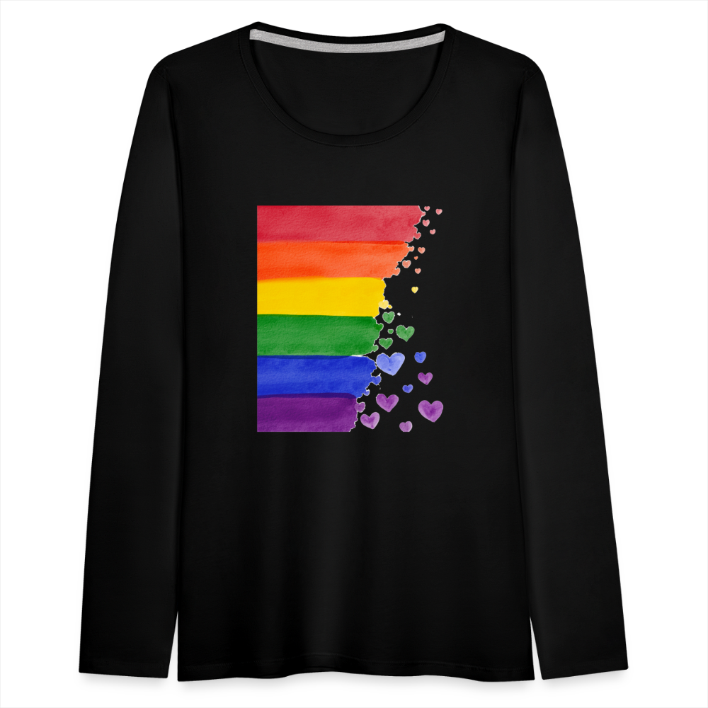 Frauen Premium Langarmshirt - LGBT Streifen - Schwarz