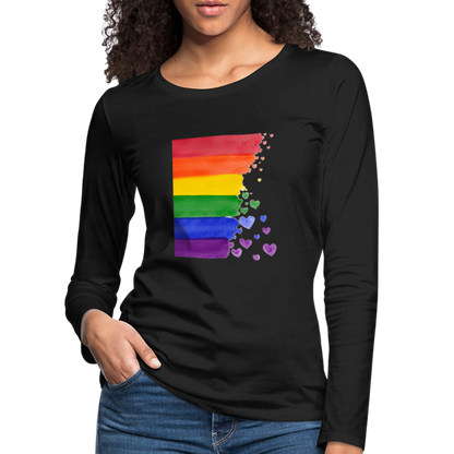 Frauen Premium Langarmshirt - LGBT Streifen - Schwarz