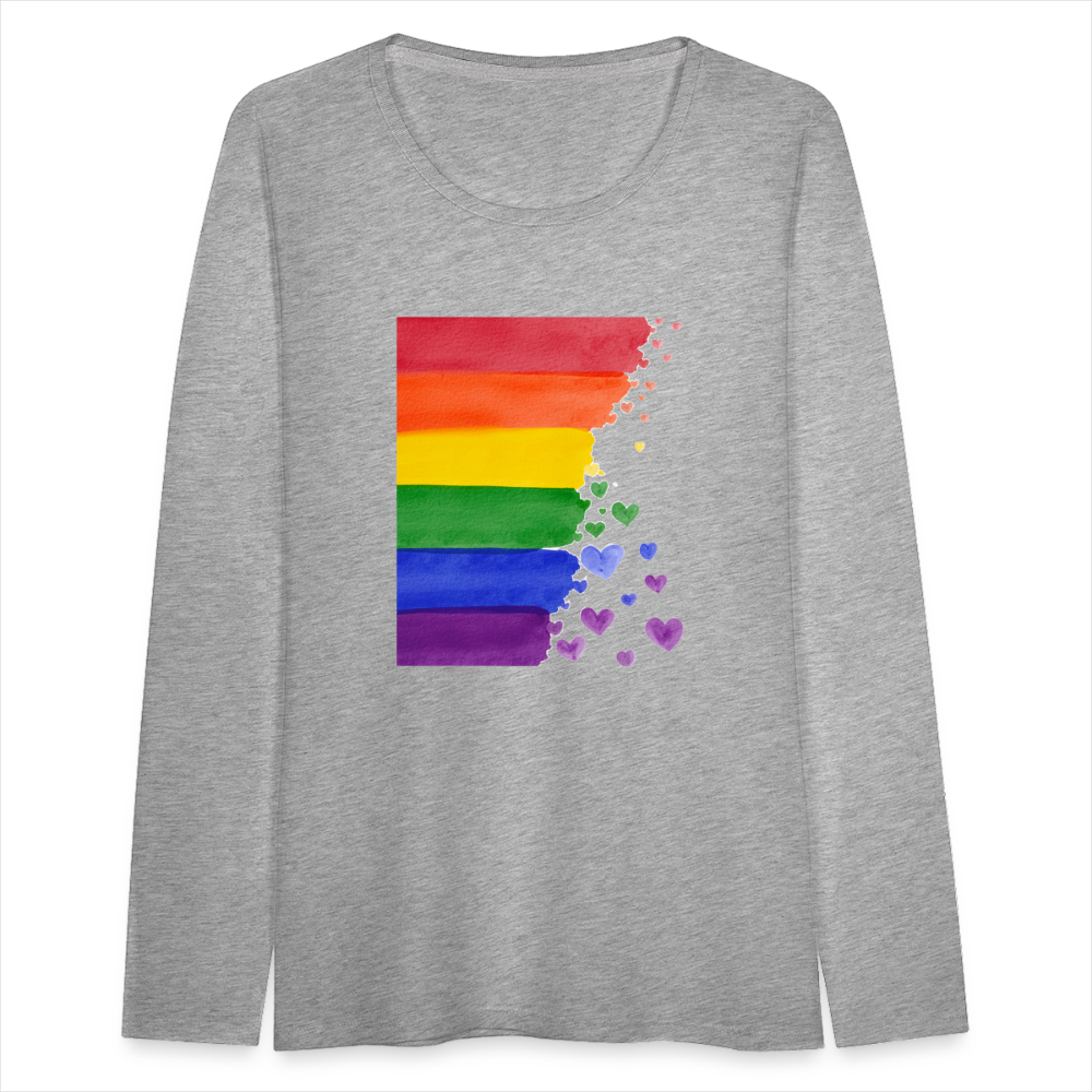 Frauen Premium Langarmshirt - LGBT Streifen - Grau meliert