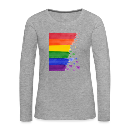 Frauen Premium Langarmshirt - LGBT Streifen - Grau meliert