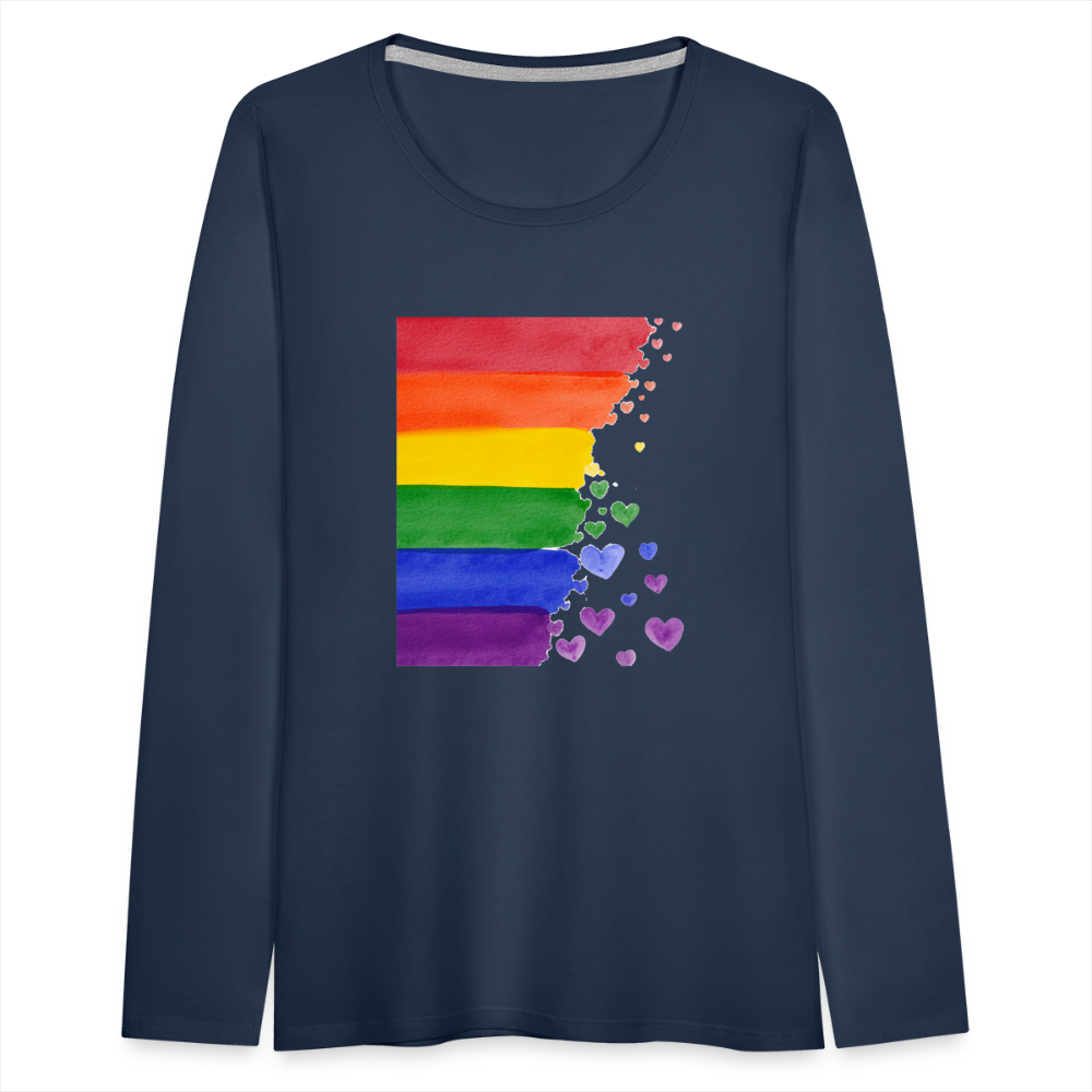 Frauen Premium Langarmshirt - LGBT Streifen - Navy