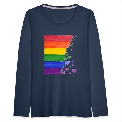 Frauen Premium Langarmshirt - LGBT Streifen - Navy