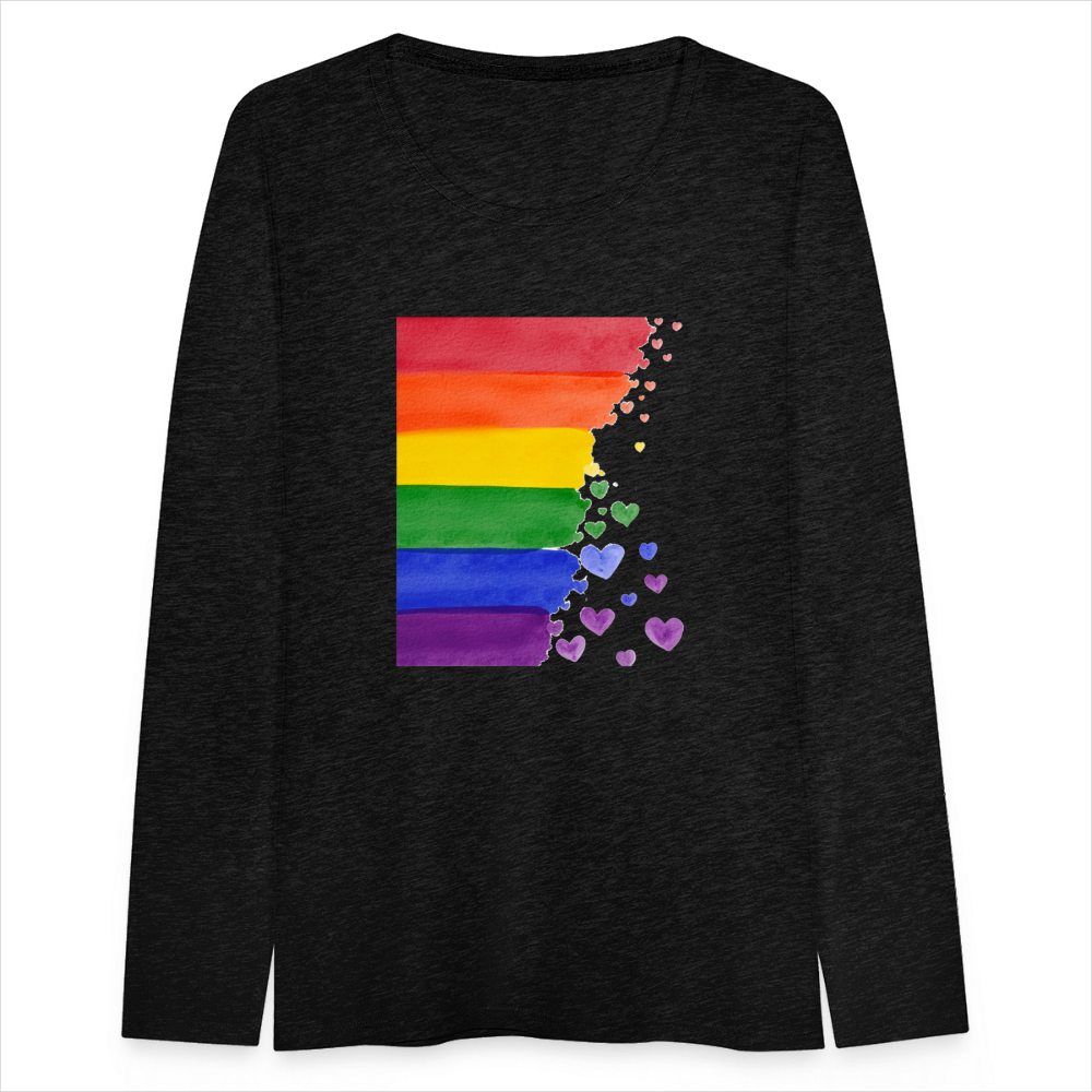 Frauen Premium Langarmshirt - LGBT Streifen - Anthrazit