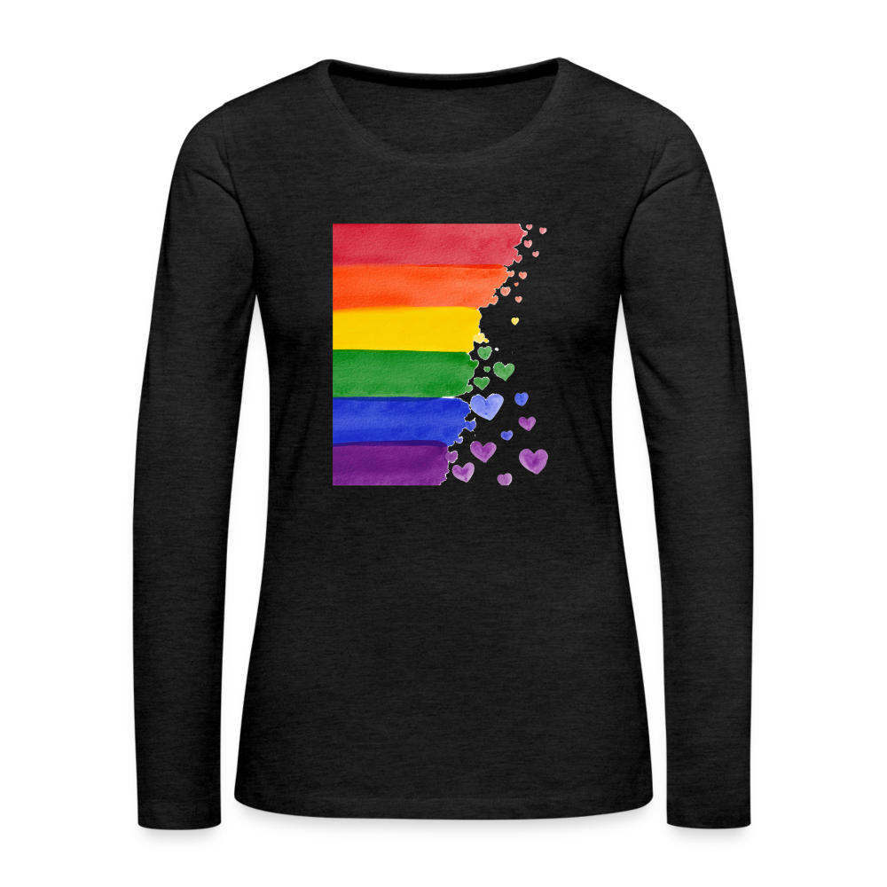 Frauen Premium Langarmshirt - LGBT Streifen - Anthrazit