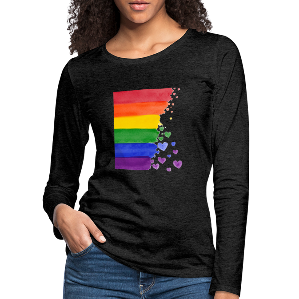 Frauen Premium Langarmshirt - LGBT Streifen - Anthrazit