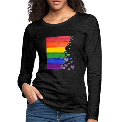 Frauen Premium Langarmshirt - LGBT Streifen - Anthrazit