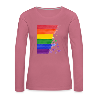 Frauen Premium Langarmshirt - LGBT Streifen - Malve