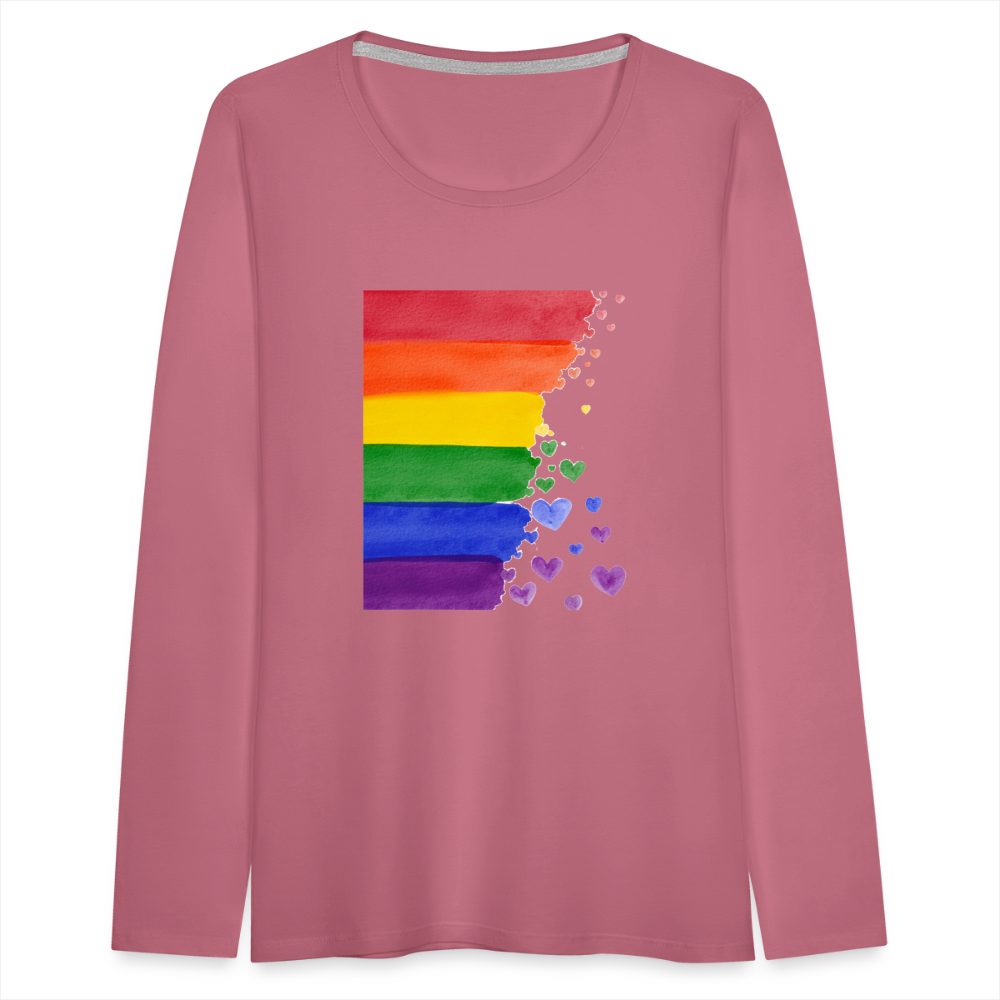 Frauen Premium Langarmshirt - LGBT Streifen - Malve