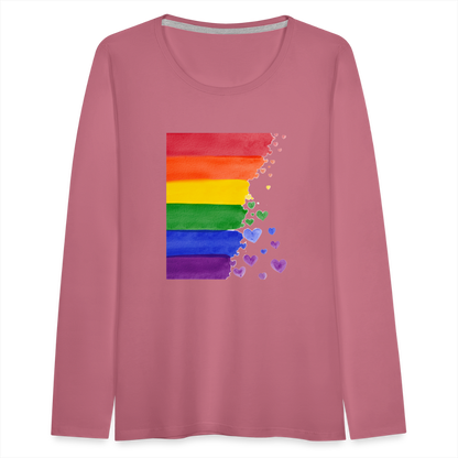 Frauen Premium Langarmshirt - LGBT Streifen - Malve