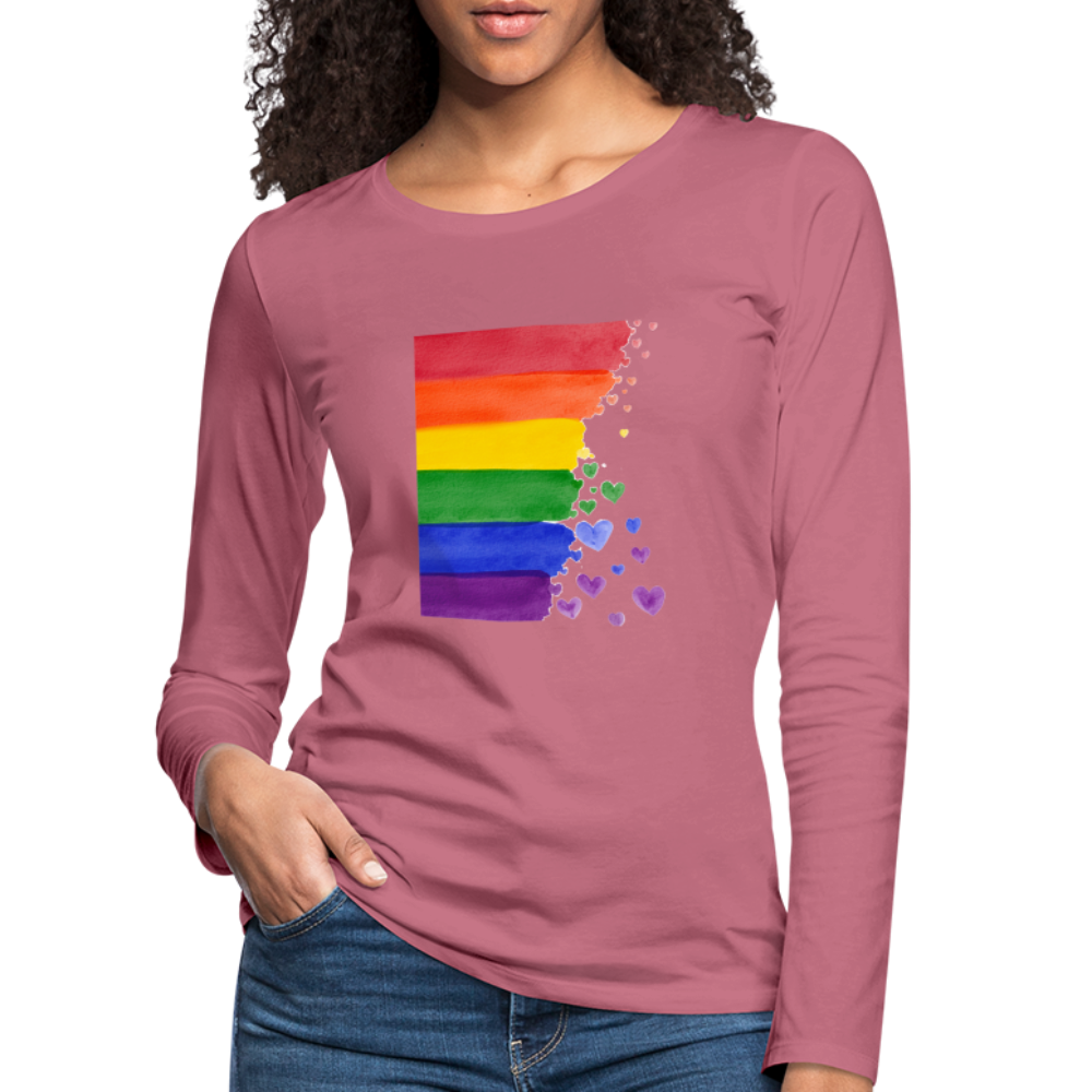 Frauen Premium Langarmshirt - LGBT Streifen - Malve