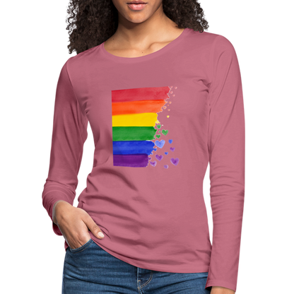 Frauen Premium Langarmshirt - LGBT Streifen - Malve