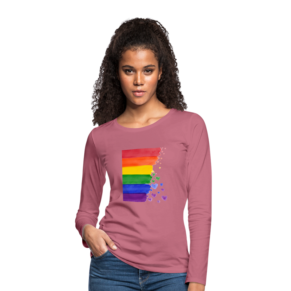 Frauen Premium Langarmshirt - LGBT Streifen - Malve