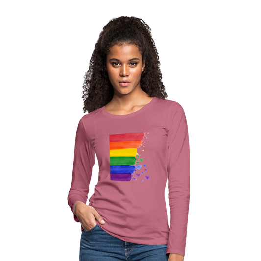 Frauen Premium Langarmshirt - LGBT Streifen - Malve