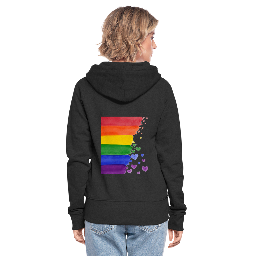 Frauen Premium Kapuzenjacke - LGBT Streifen - Schwarz