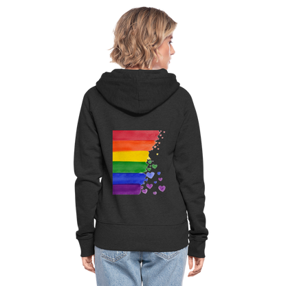 Frauen Premium Kapuzenjacke - LGBT Streifen - Schwarz