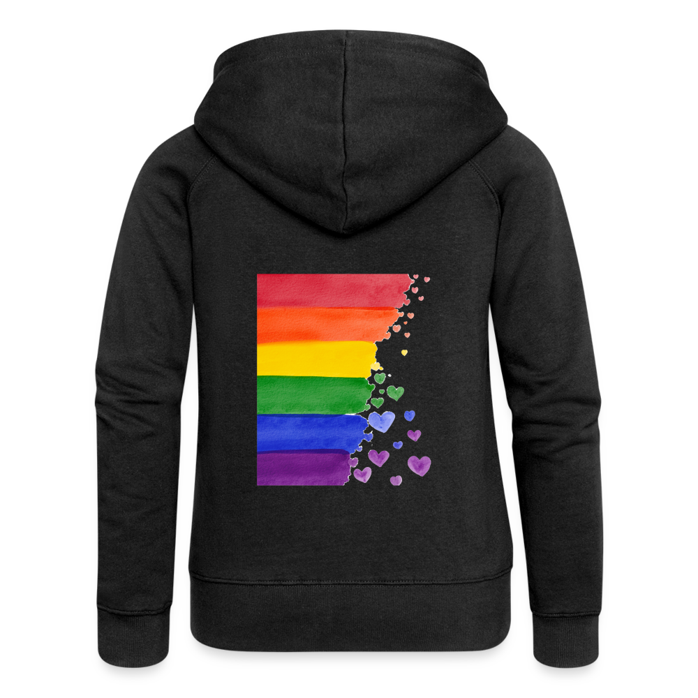 Frauen Premium Kapuzenjacke - LGBT Streifen - Schwarz