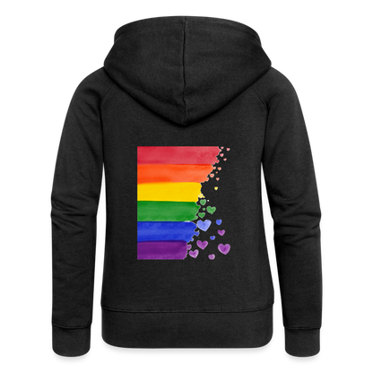 Frauen Premium Kapuzenjacke - LGBT Streifen - Schwarz