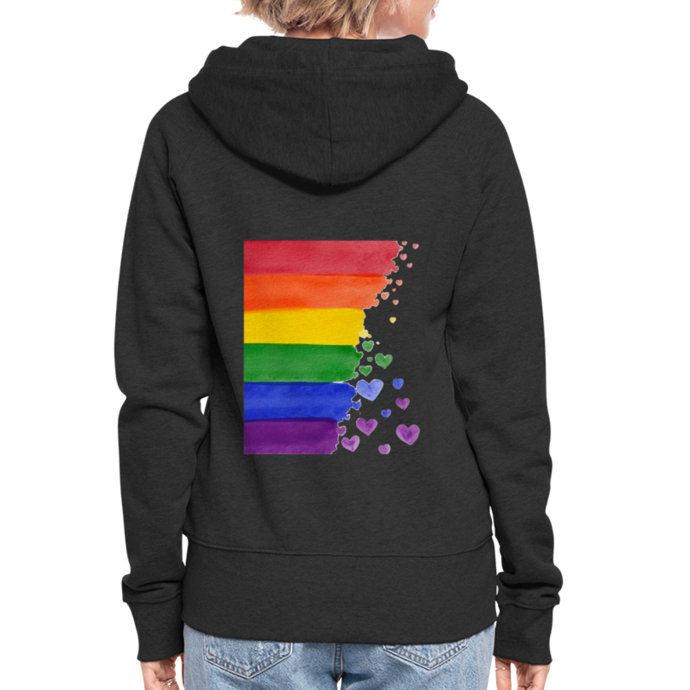 Frauen Premium Kapuzenjacke - LGBT Streifen - Schwarz