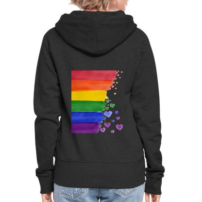 Frauen Premium Kapuzenjacke - LGBT Streifen - Schwarz