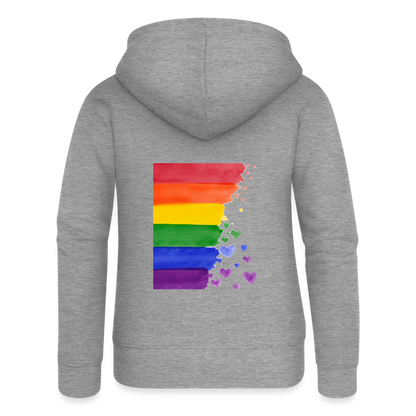 Frauen Premium Kapuzenjacke - LGBT Streifen - Grau meliert