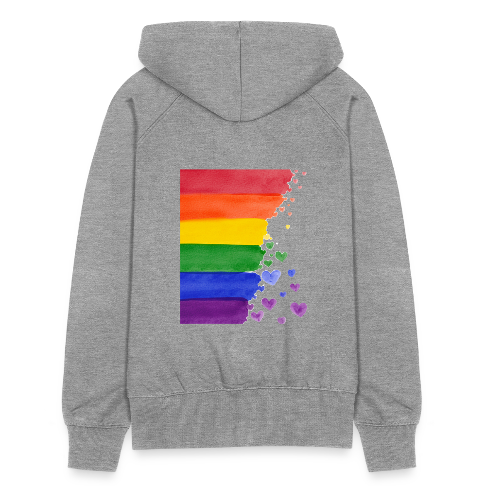 Frauen Premium Kapuzenjacke - LGBT Streifen - Grau meliert