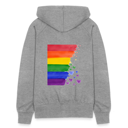 Frauen Premium Kapuzenjacke - LGBT Streifen - Grau meliert