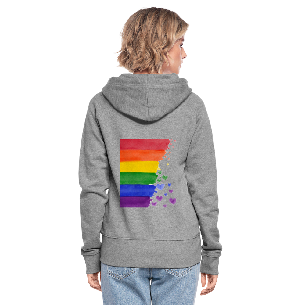 Frauen Premium Kapuzenjacke - LGBT Streifen - Grau meliert