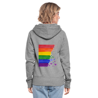 Frauen Premium Kapuzenjacke - LGBT Streifen - Grau meliert