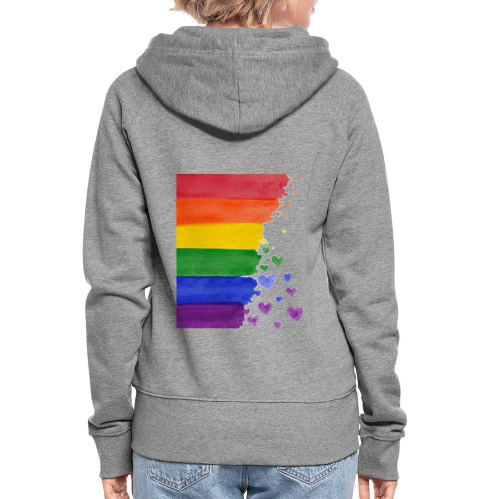 Frauen Premium Kapuzenjacke - LGBT Streifen - Grau meliert