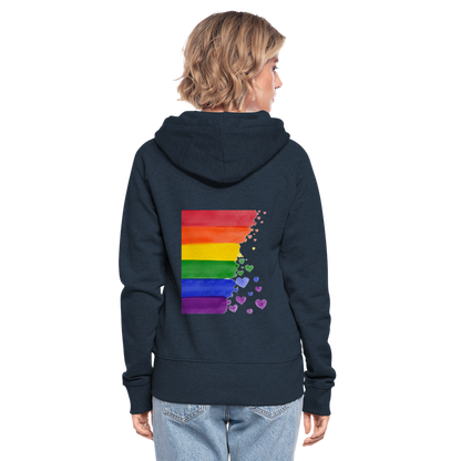Frauen Premium Kapuzenjacke - LGBT Streifen - Navy