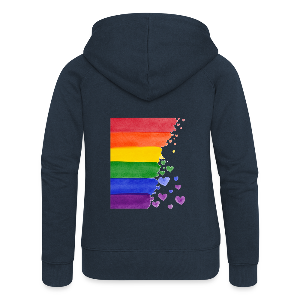 Frauen Premium Kapuzenjacke - LGBT Streifen - Navy