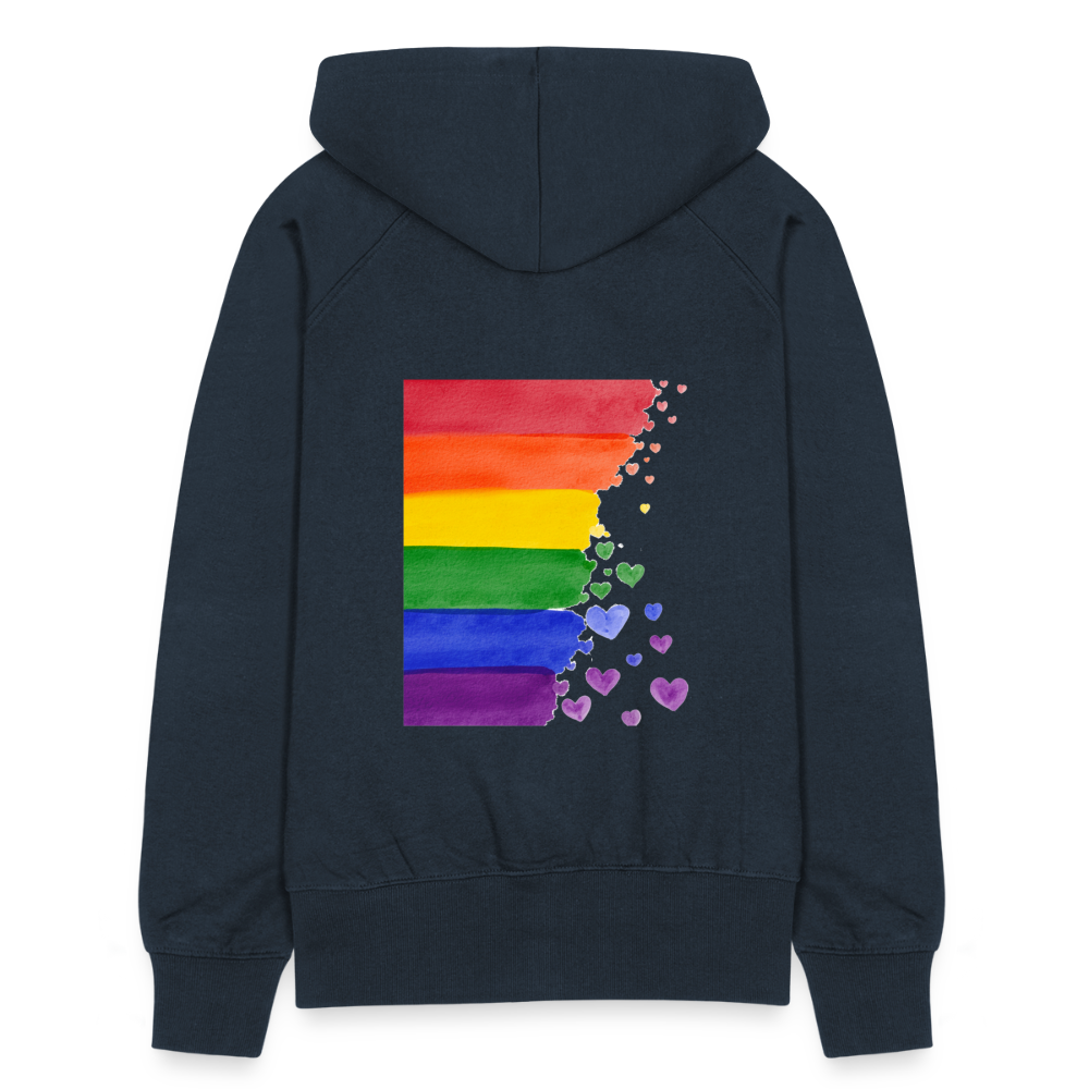 Frauen Premium Kapuzenjacke - LGBT Streifen - Navy