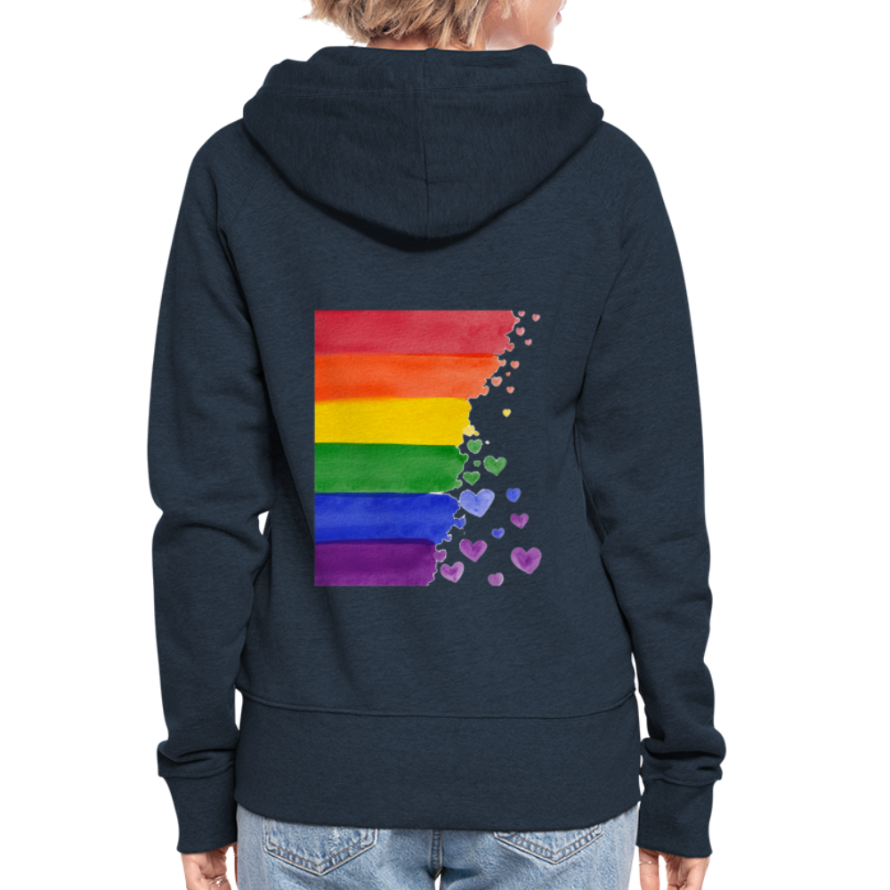 Frauen Premium Kapuzenjacke - LGBT Streifen - Navy