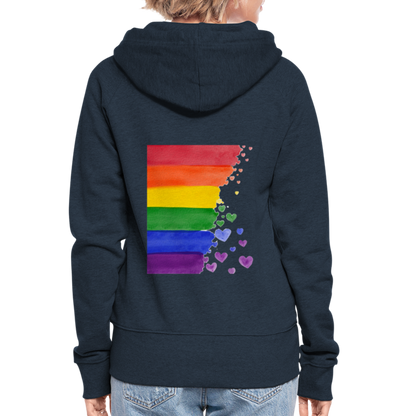 Frauen Premium Kapuzenjacke - LGBT Streifen - Navy